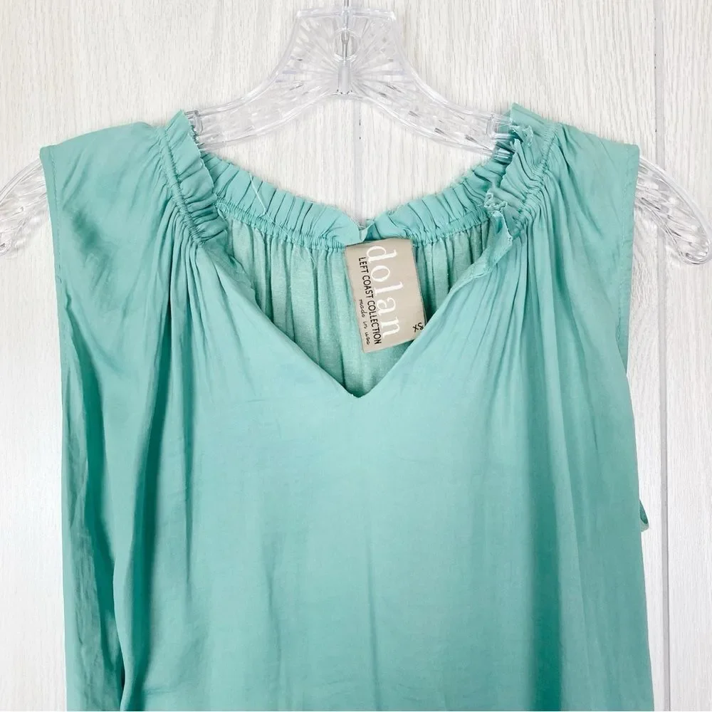 Anthropologie | Dolan | Aurelia Seafoam Green Ruffle Tie Tank Top Blouse XS - Picture 3 of 10